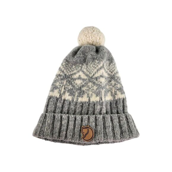 Fjallraven Kids Snowball Hat Beanie Wool Knit Pom Graye Beige Gorpcore Snow Hats - Picture 1 of 9